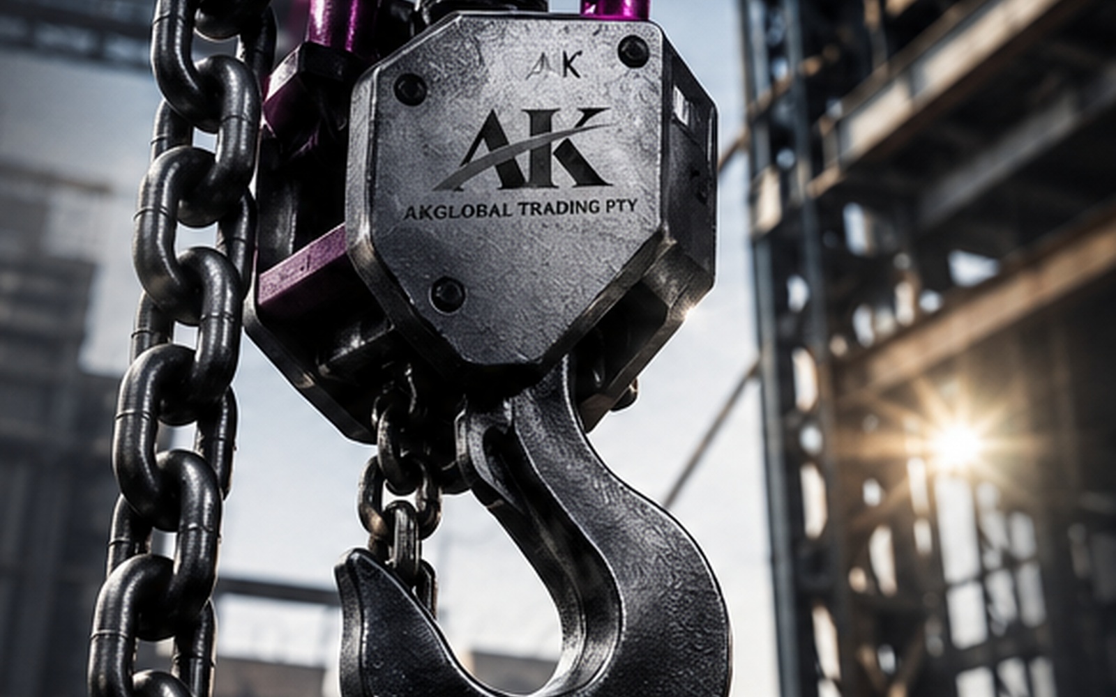 Heavy-duty industrial lifting hook and chain