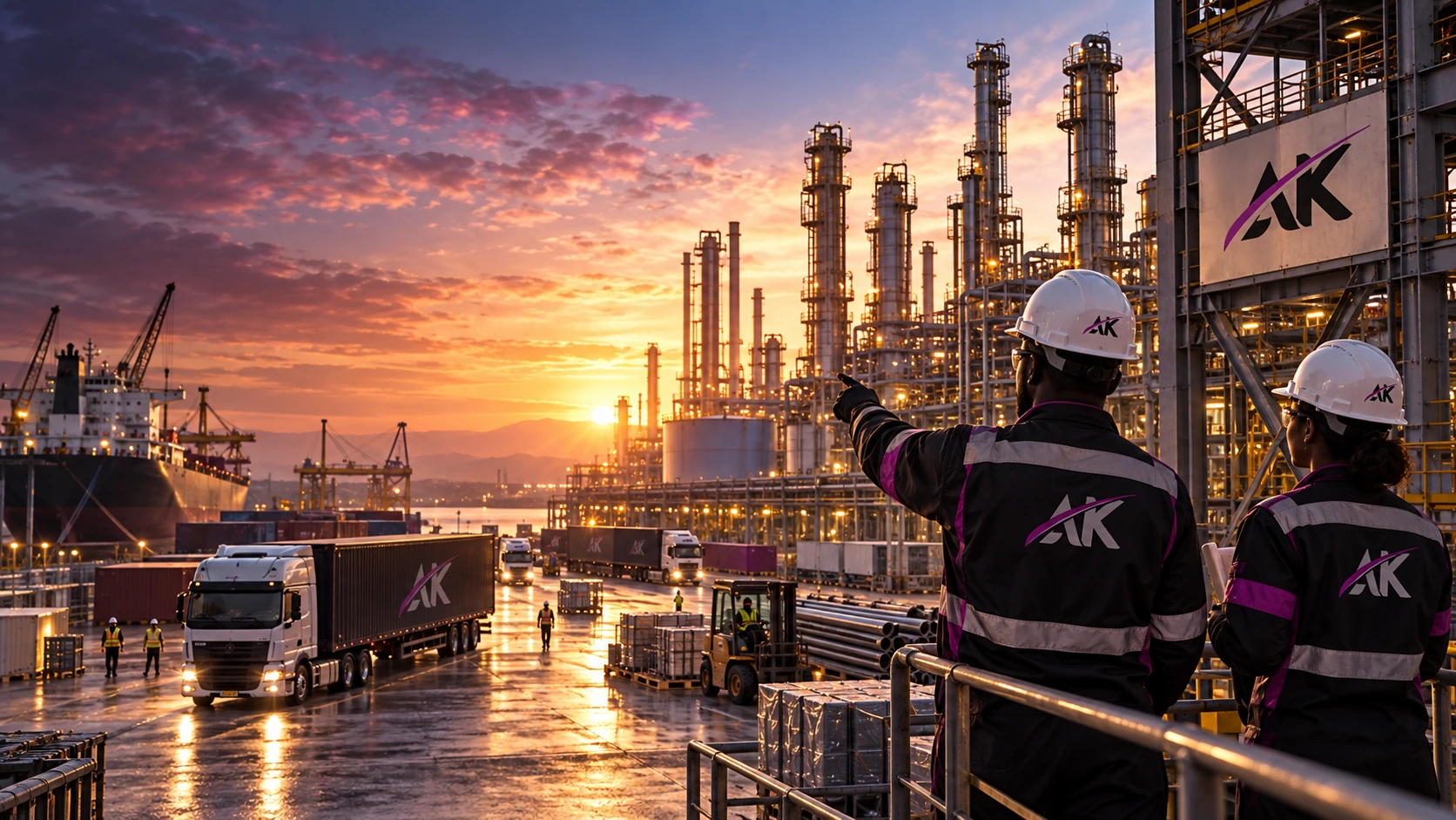 AKGLOBAL team overseeing industrial processing and logistics operations